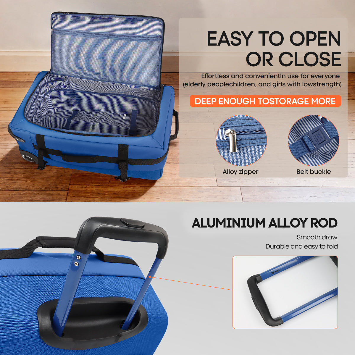 New York XPress TA-069-20'' Rolling Duffle Bag w/Wheels,26in/30in Rolling Duffle Bag w/Handle,Carry on Luggage Travel Duffle Bags for Man Women