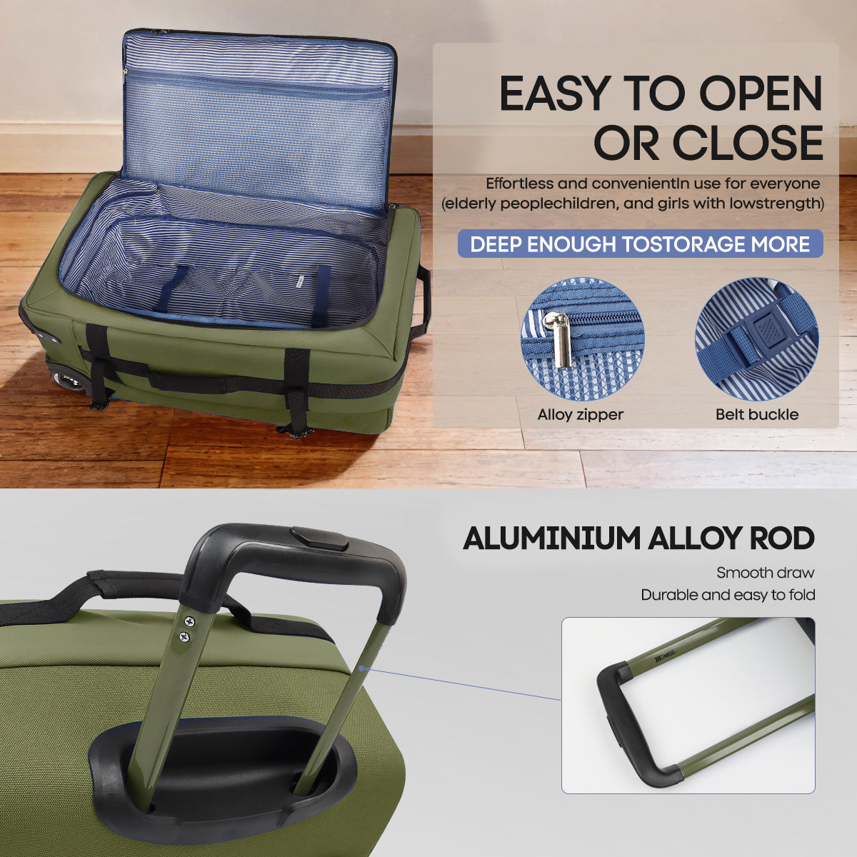 New York XPress TA-069-20'' Rolling Duffle Bag w/Wheels,26in/30in Rolling Duffle Bag w/Handle,Carry on Luggage Travel Duffle Bags for Man Women