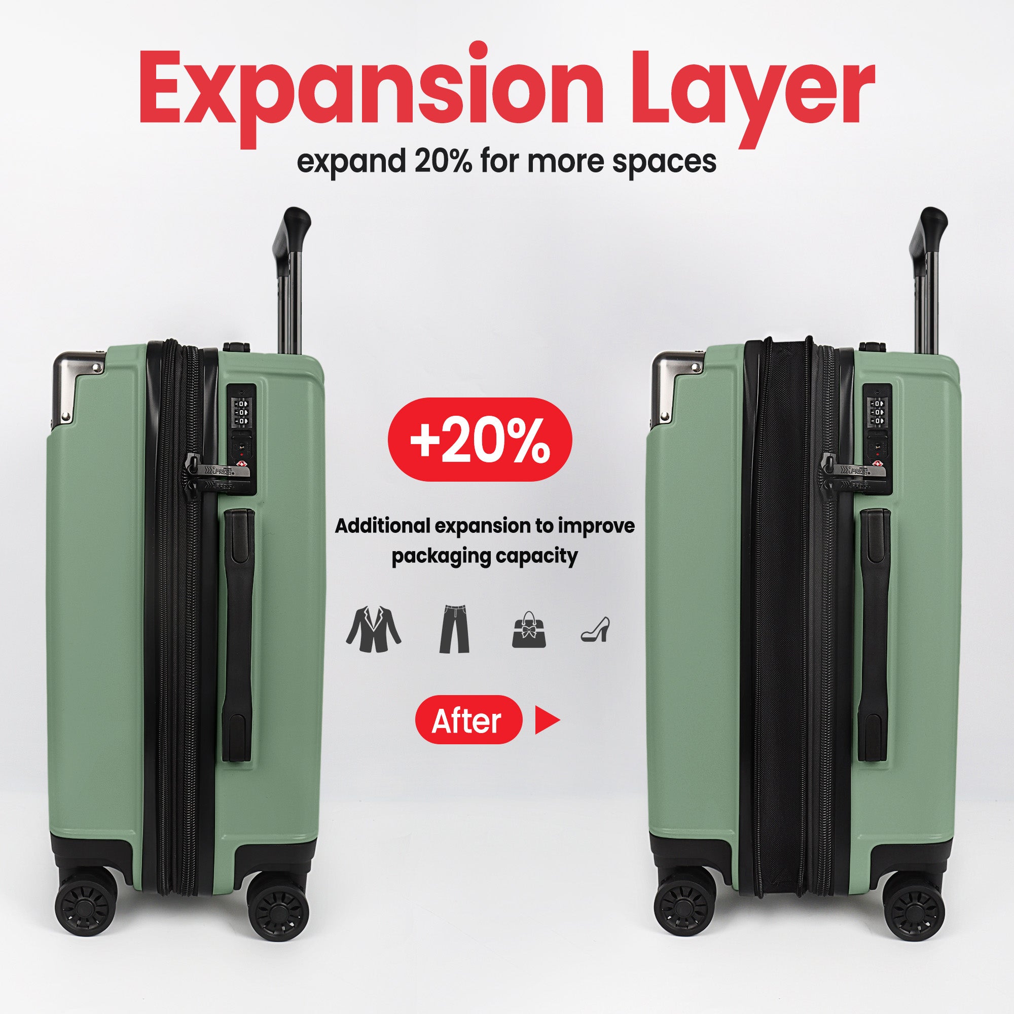 WD-576-Luggage Sets 3 Piece（20/24/28in） PC Hardshell Suitcases