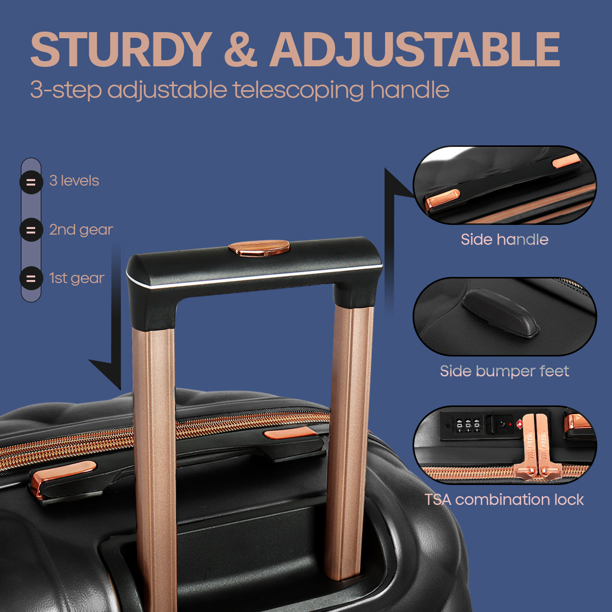 New York XPress 20''+14''Carry On Luggage, 25in/29in,Hardshell Expandable Suitcase w/Spinner Wheels and TSA LOCK