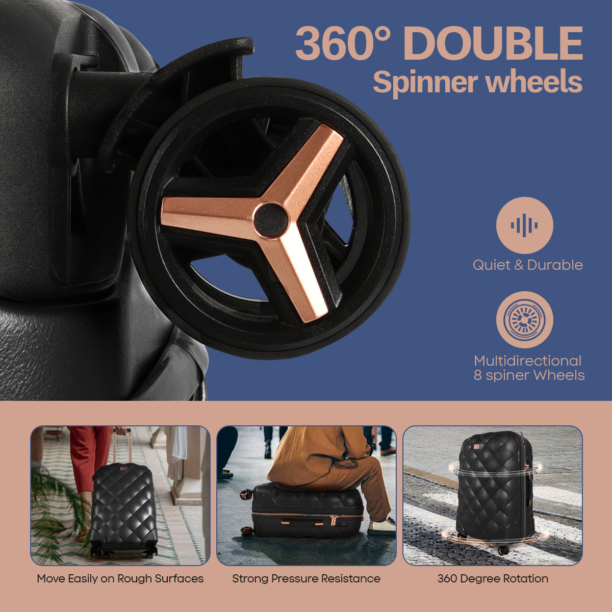 New York XPress 20''+14''Carry On Luggage, 25in/29in,Hardshell Expandable Suitcase w/Spinner Wheels and TSA LOCK