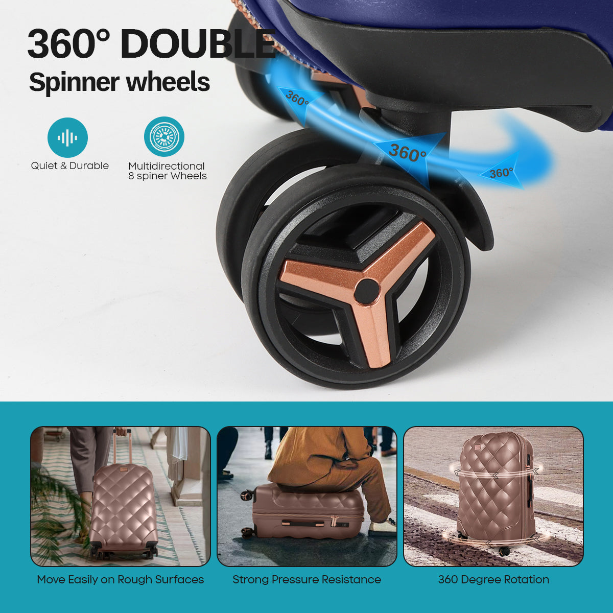 New York XPress 20''+14''Carry On Luggage, 25in/29in,Hardshell Expandable Suitcase w/Spinner Wheels and TSA LOCK