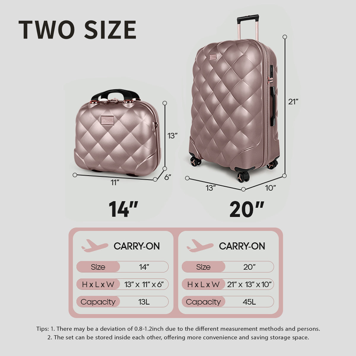 New York XPress 20''+14''Carry On Luggage, 25in/29in,Hardshell Expandable Suitcase w/Spinner Wheels and TSA LOCK