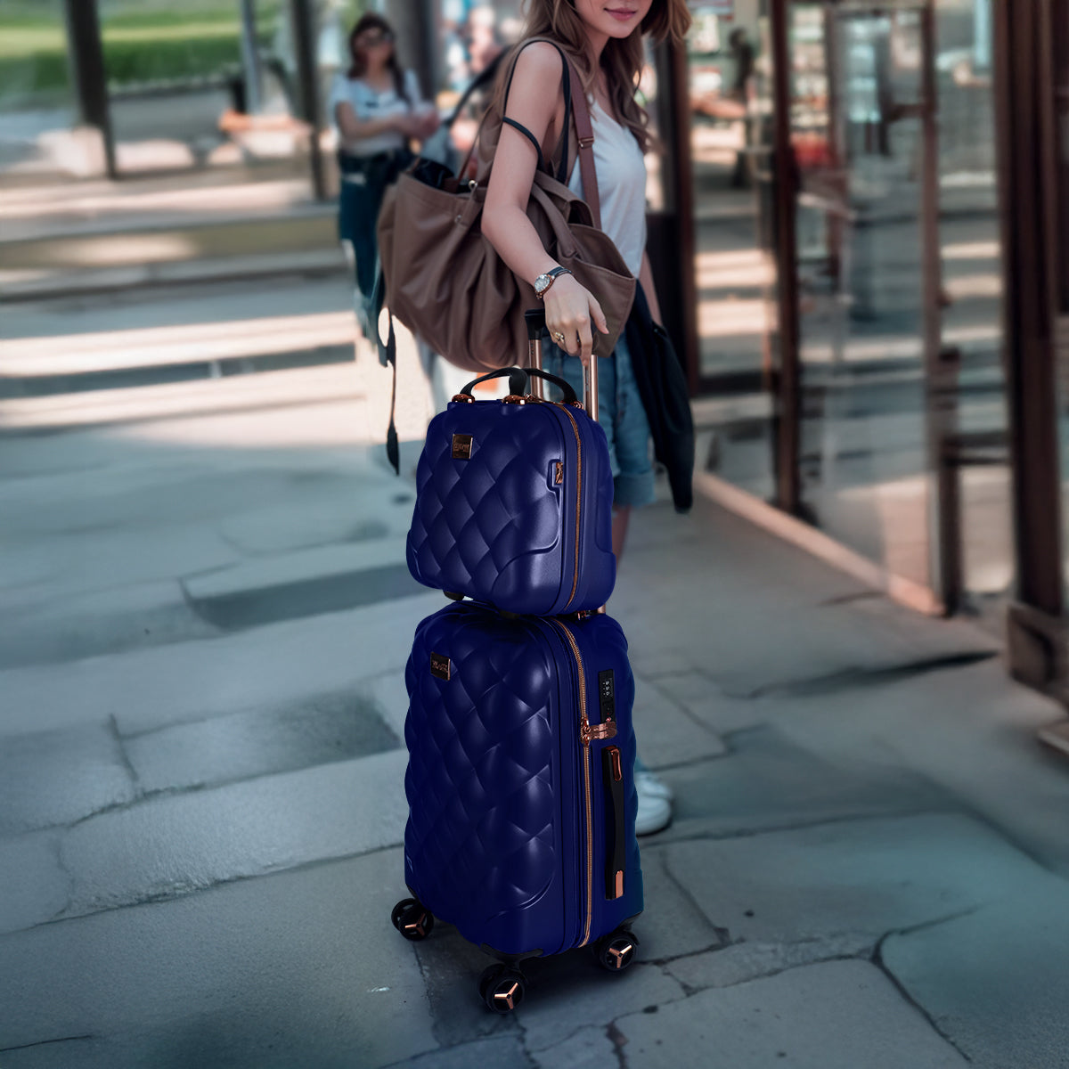 New York XPress 20''+14''Carry On Luggage, 25in/29in,Hardshell Expandable Suitcase w/Spinner Wheels and TSA LOCK