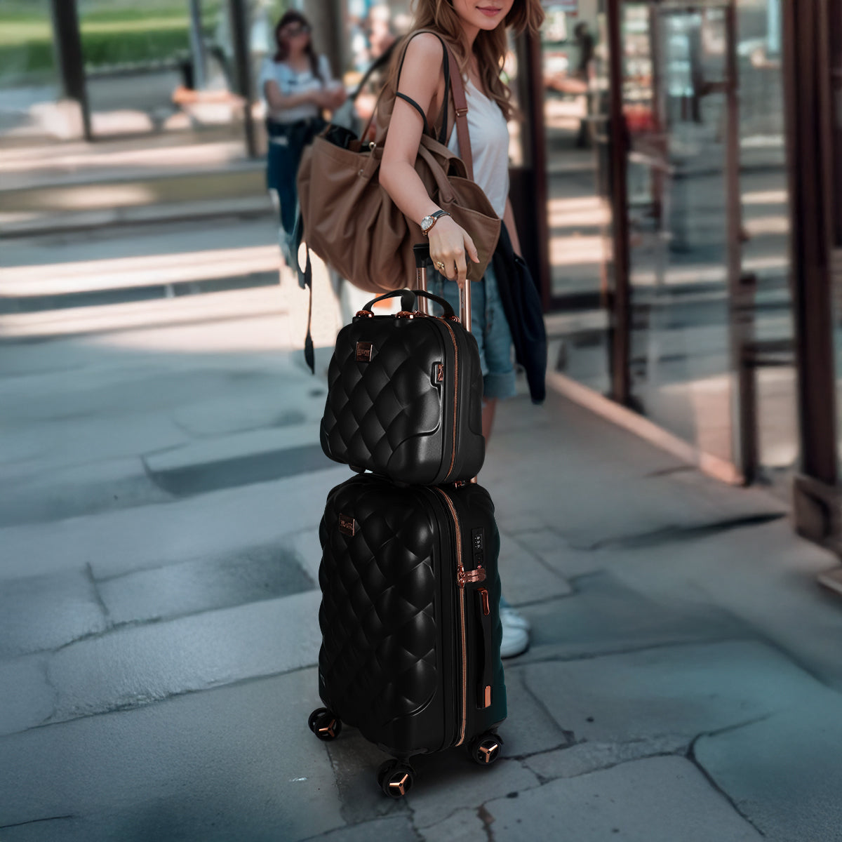 New York XPress 20''+14''Carry On Luggage, 25in/29in,Hardshell Expandable Suitcase w/Spinner Wheels and TSA LOCK