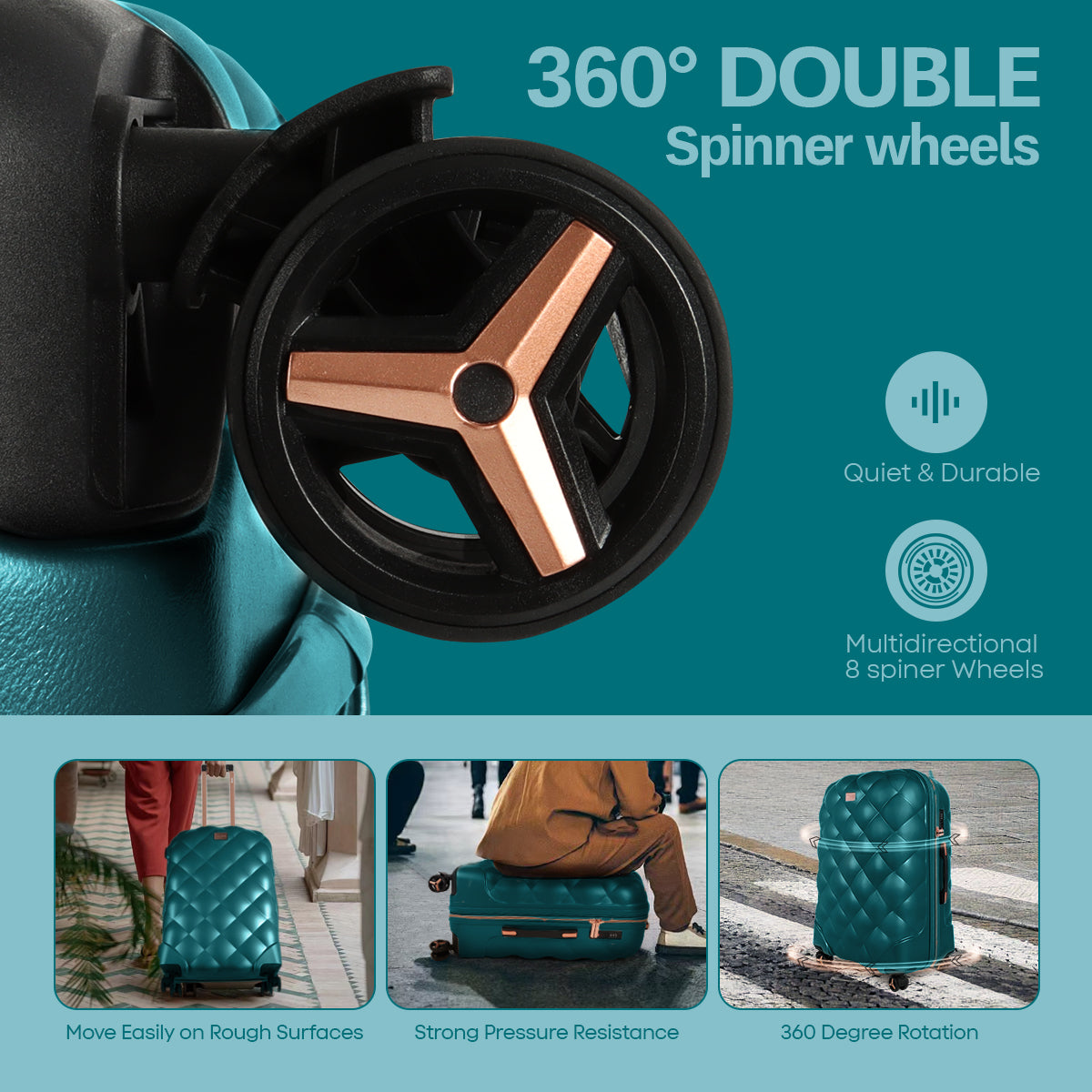 New York XPress 20''+14''Carry On Luggage, 25in/29in,Hardshell Expandable Suitcase w/Spinner Wheels and TSA LOCK