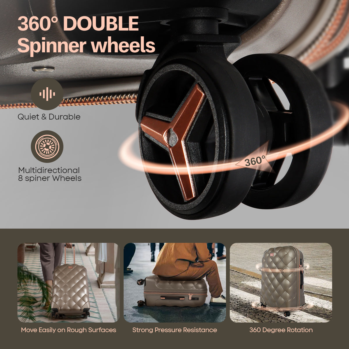 New York XPress 20''+14''Carry On Luggage, 25in/29in,Hardshell Expandable Suitcase w/Spinner Wheels and TSA LOCK