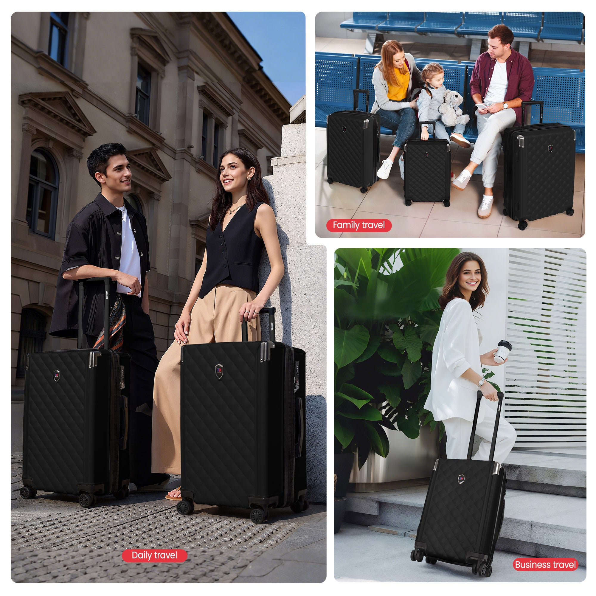 WD-576-Luggage Sets 3 Piece（20/24/28in） PC Hardshell Suitcases