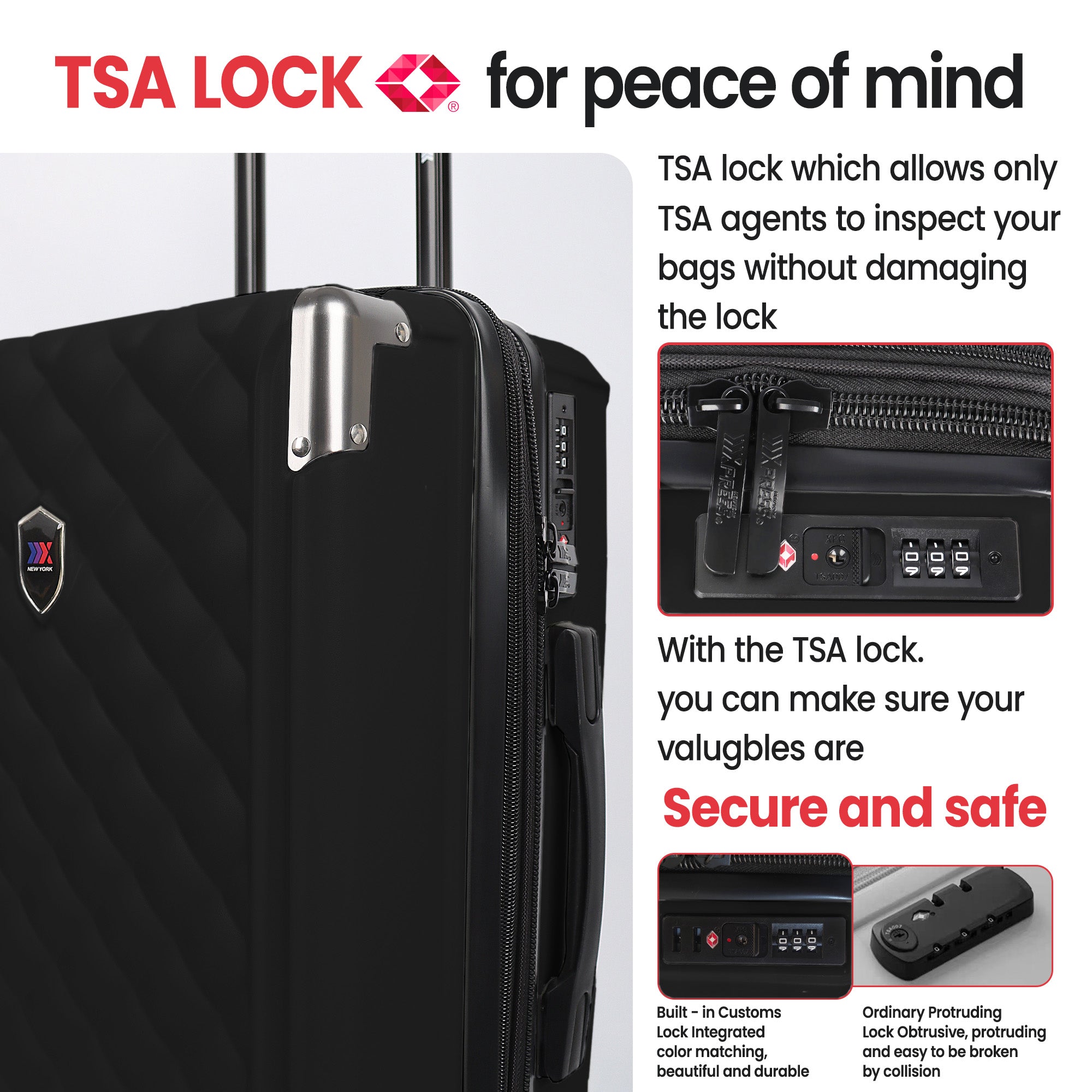 WD-576-Luggage Sets 3 Piece（20/24/28in） PC Hardshell Suitcases