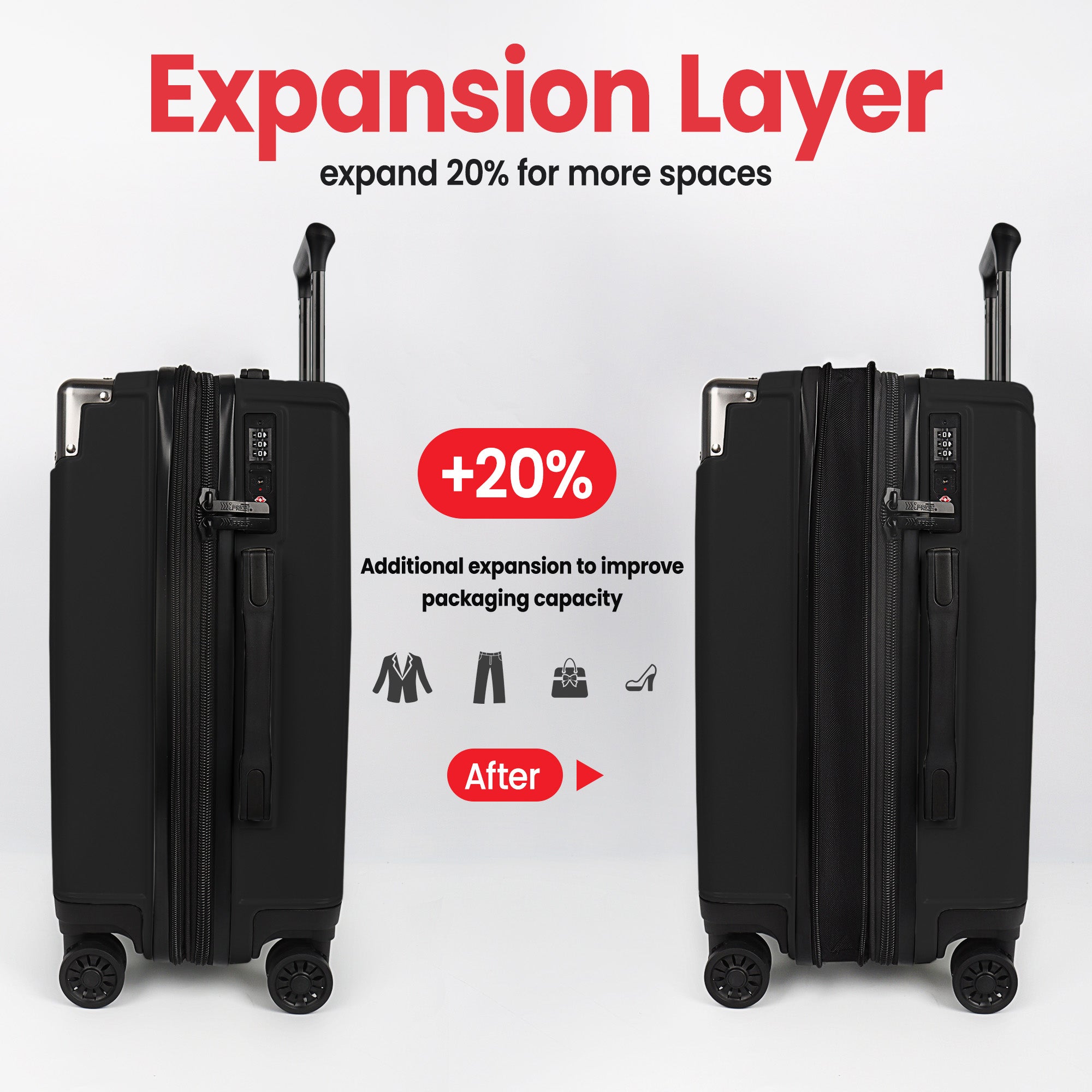 WD-576-Luggage Sets 3 Piece（20/24/28in） PC Hardshell Suitcases