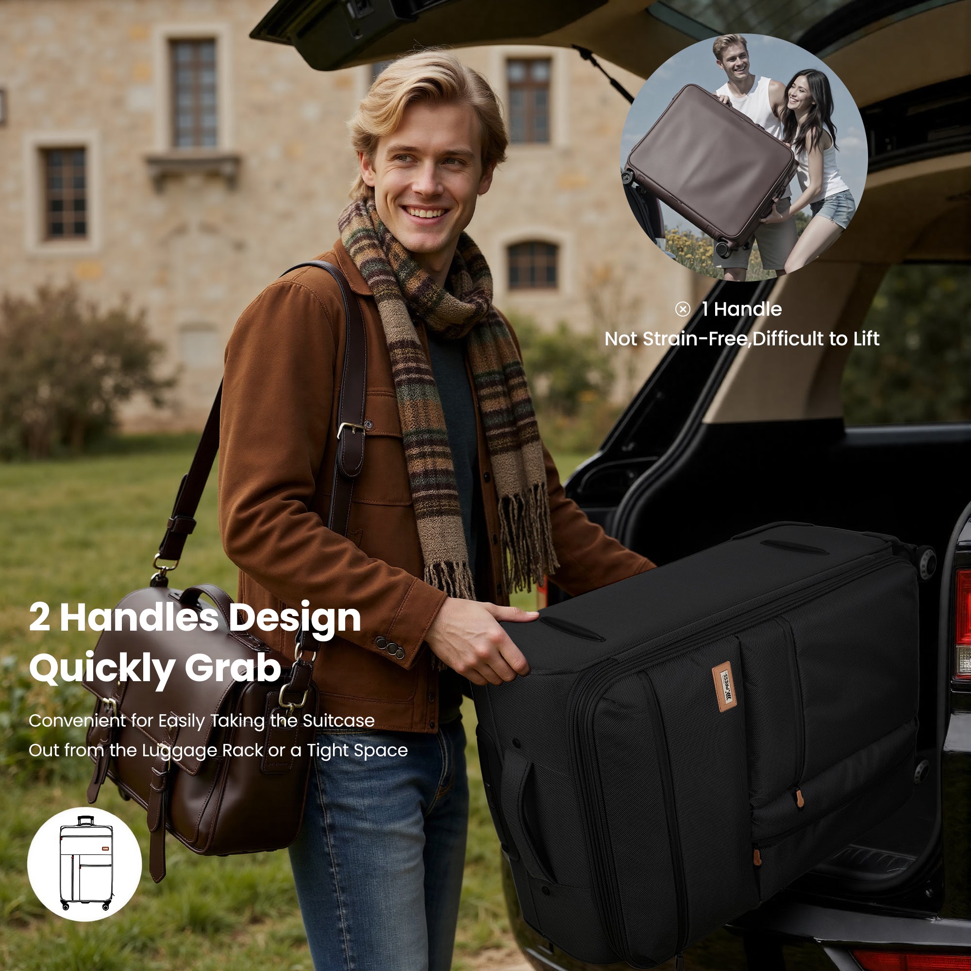 New York XPress XJ 1901,20in/26in/30in Softside Expandable Rolling Luggage w/TSA LOCK and Double Spinner Wheels,Lightweight Suitcases for Men Women