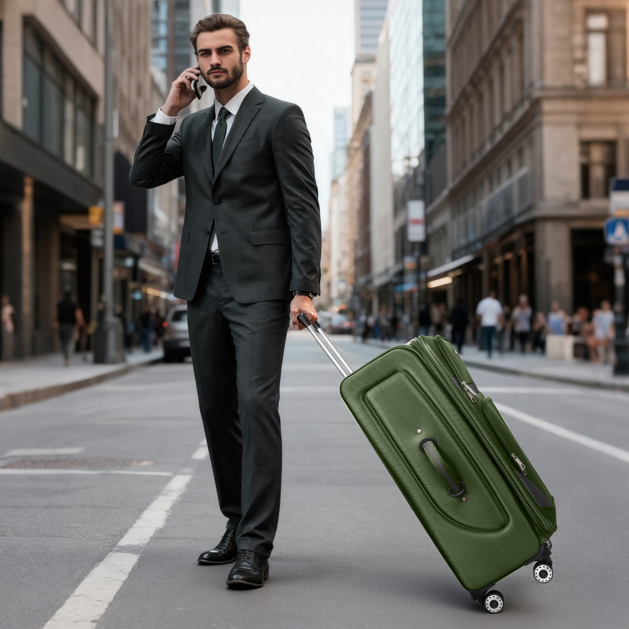 NEW YORK XPRESS Luggage WD-8815,Softside 20in/24in/28in/32in Suitcase,Expandable Luggage,w/Spinner Wheels w/LOCK