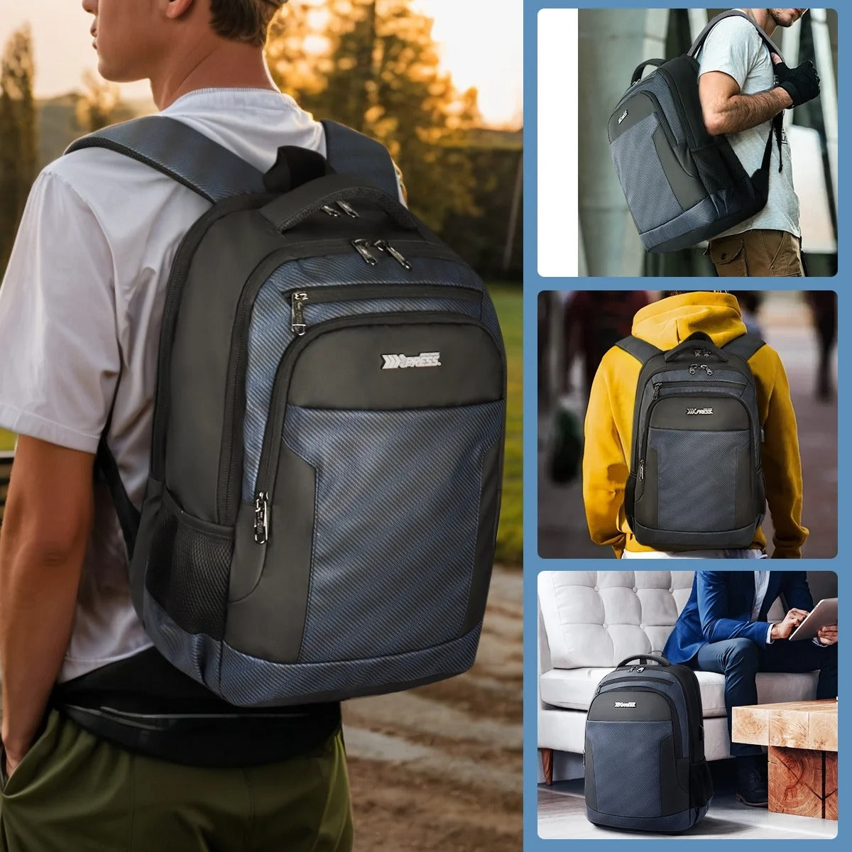 NEW YORK XPRESS HB-2116 Large Travel Backpack, 20" Laptop Backpack with Charging Port, Lightweight Computer Backpack Work Business College Book Bag for Men Women