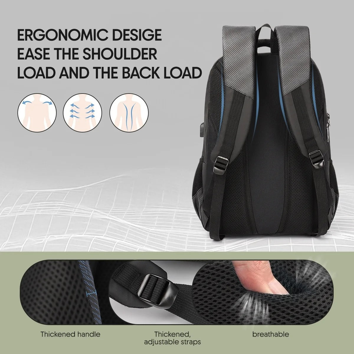 NEW YORK XPRESS HB-2116 Large Travel Backpack, 20" Laptop Backpack with Charging Port, Lightweight Computer Backpack Work Business College Book Bag for Men Women