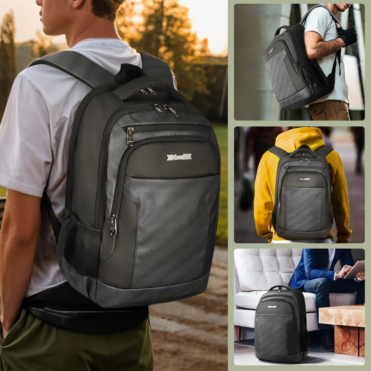 NEW YORK XPRESS HB-2116 Large Travel Backpack, 20" Laptop Backpack with Charging Port, Lightweight Computer Backpack Work Business College Book Bag for Men Women