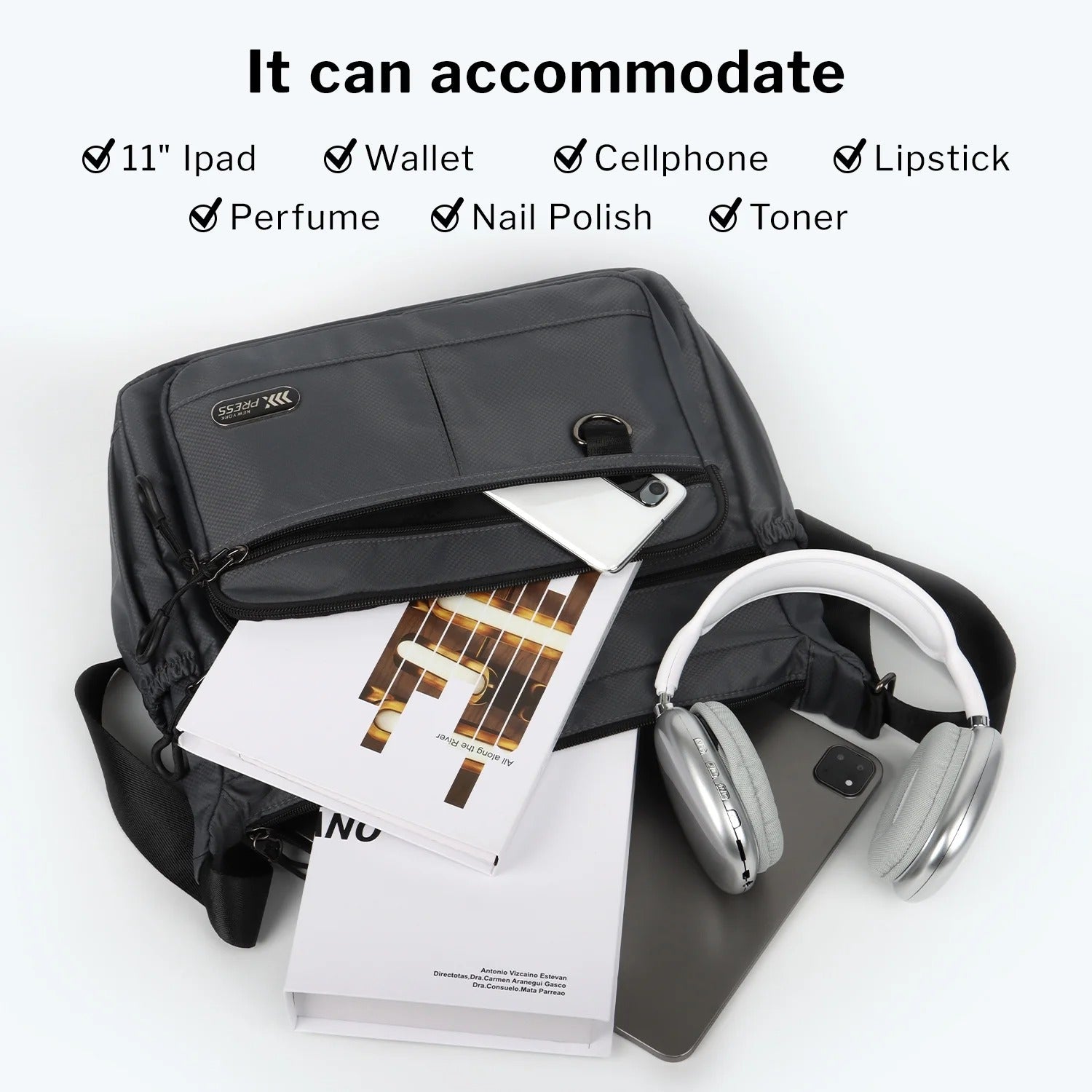 NEW YORK XPRESS TT-851 Unisex Water-Resistant Crossbody Bag, Multi Pocket for Travel ,Work , Daily Use 10"