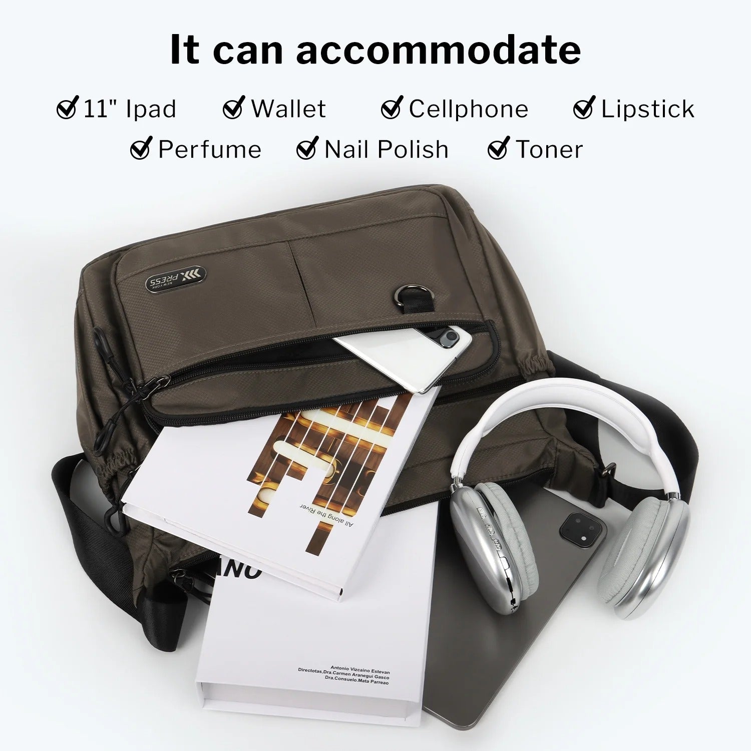 NEW YORK XPRESS TT-851 Unisex Water-Resistant Crossbody Bag, Multi Pocket for Travel ,Work , Daily Use 10"