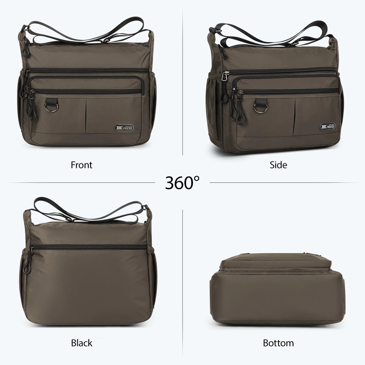 NEW YORK XPRESS TT-851 Unisex Water-Resistant Crossbody Bag, Multi Pocket for Travel ,Work , Daily Use 10"