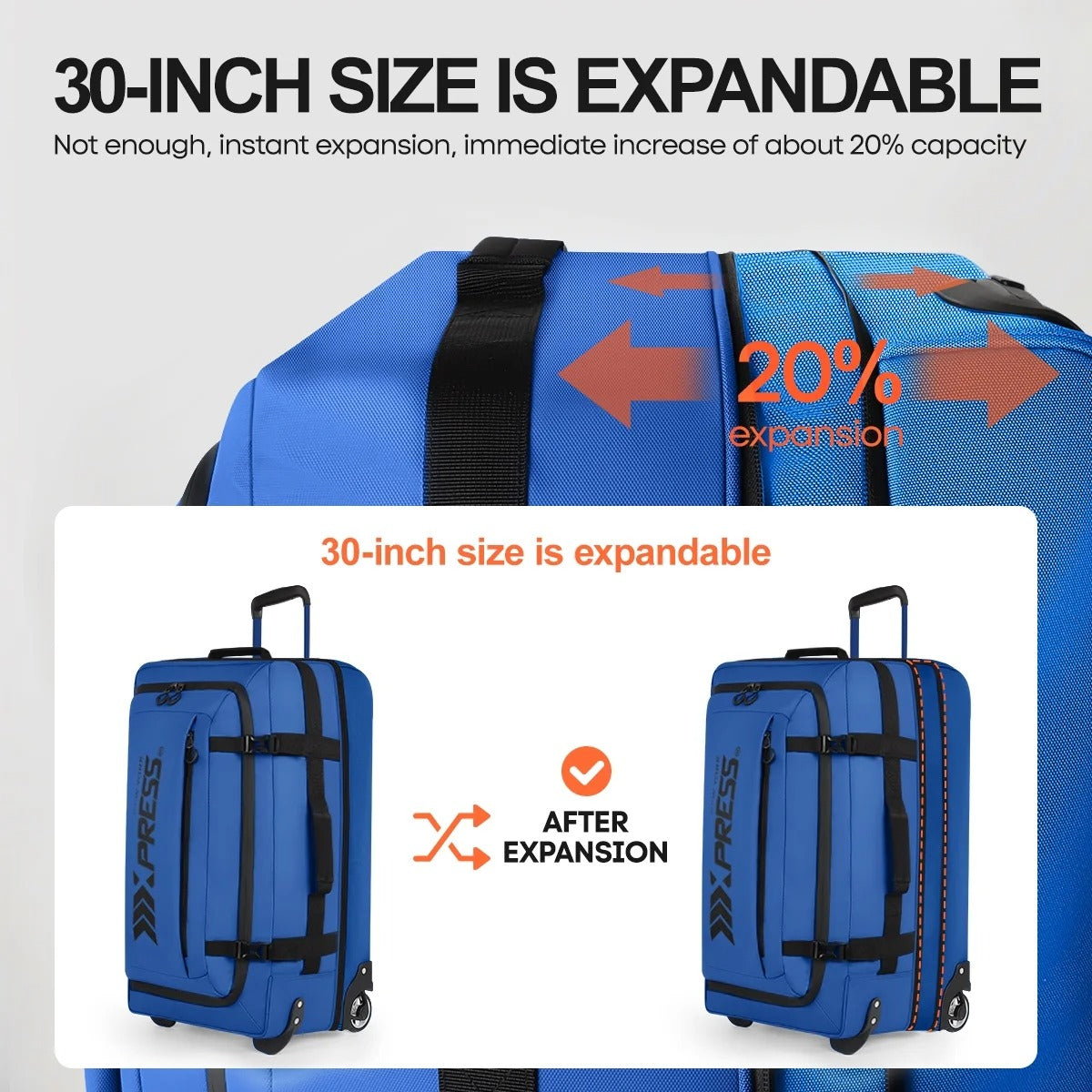 NEW YORK XPRESS TA-069-3PC Luggage, Waterproof Expandable, Soft Shell Suitcase (20", 26", 30")