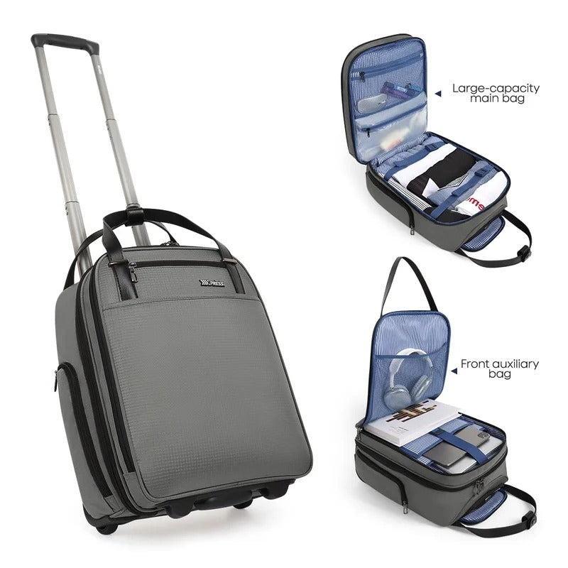 NEW YORK XPRESS XJ-5011 Underseat Soft Carry On Luggage, Rolling Wheels, Lightweight Travel Bag, 16"