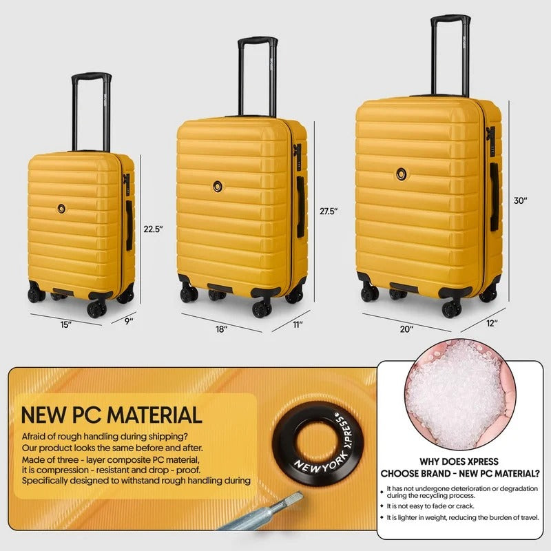 NEW YORK XPRESS LA13601 Hard Shell Expandable Luggage, Spinner Wheels & TSA Lock, Lightweight 20"25"29"