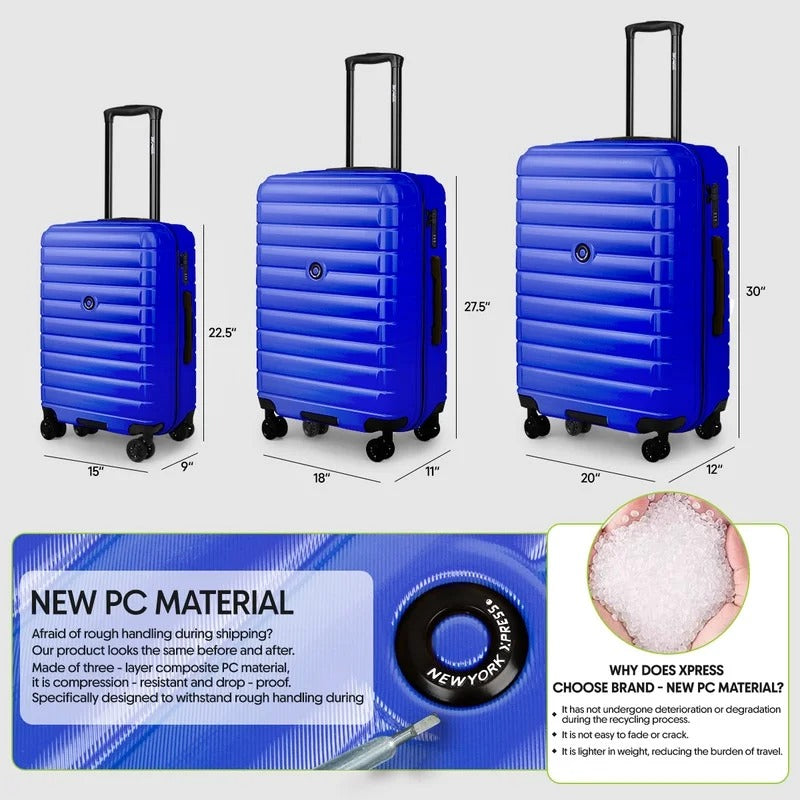 NEW YORK XPRESS LA13601 Hard Shell Expandable Luggage, Spinner Wheels & TSA Lock, Lightweight 20"25"29"