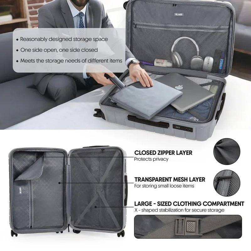 NEW YORK XPRESS LA13601 Hard Shell Expandable Luggage, Spinner Wheels & TSA Lock, Lightweight 20"25"29"