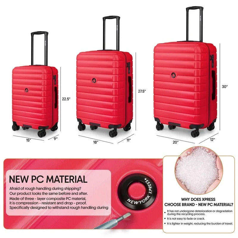 NEW YORK XPRESS LA13601 Hard Shell Expandable Luggage, Spinner Wheels & TSA Lock, Lightweight 20"25"29"