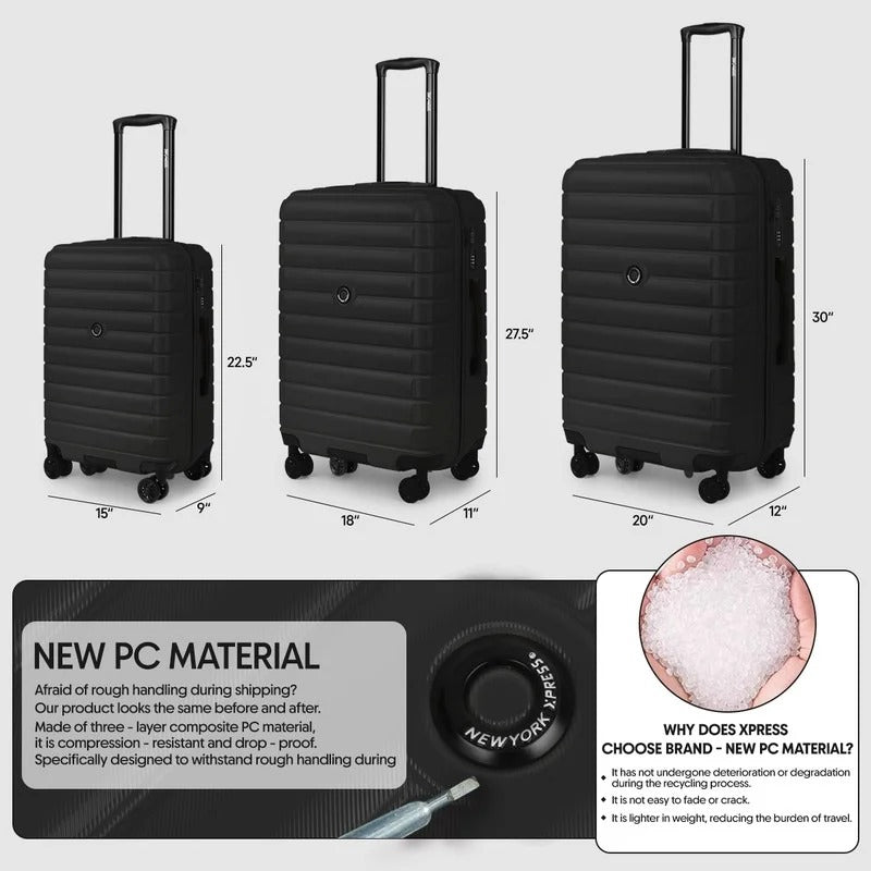 NEW YORK XPRESS LA13601 Hard Shell Expandable Luggage, Spinner Wheels & TSA Lock, Lightweight 20"25"29"