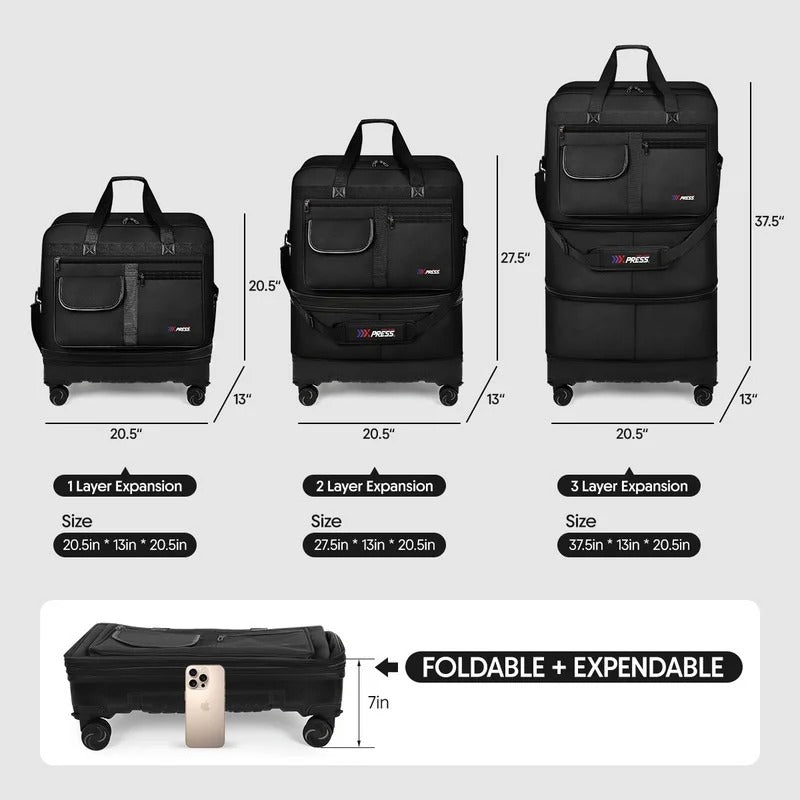 NEW YORK XPRESS JM-36 Collapsible Expandable Luggage Bag Suitcases with Wheels, Hardshell Base Case 36"