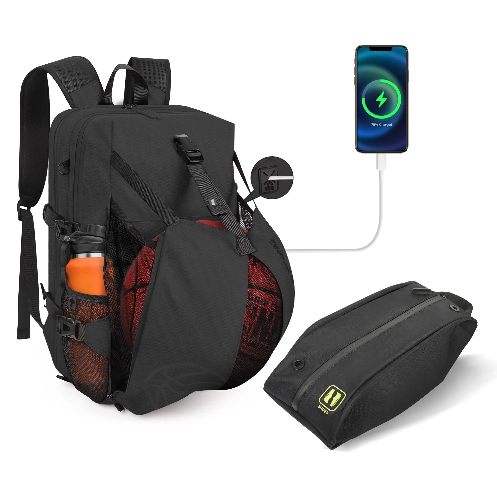 NEW YORK XPRESS B00391 Sports Waterproof Backpack with Ball Holder & Separate Shoe Bag