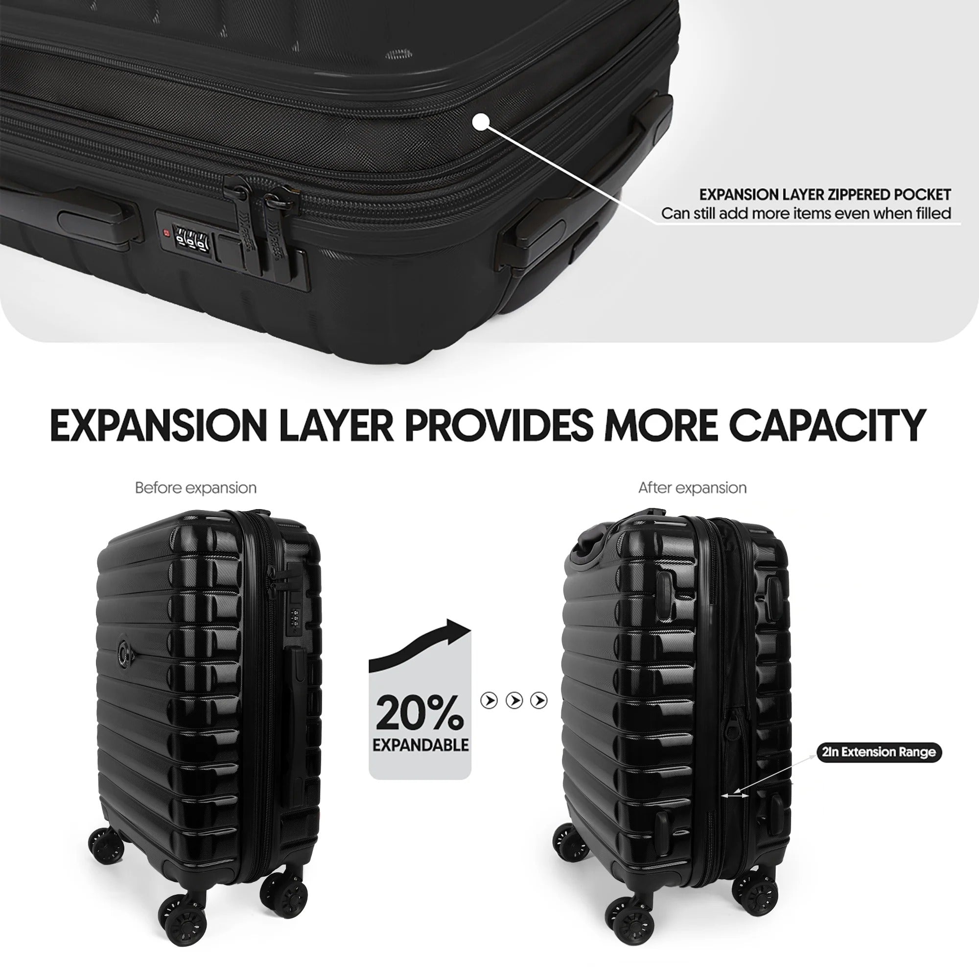 NEW YORK XPRESS LA13601 Hard Shell Expandable Luggage, Spinner Wheels & TSA Lock, Lightweight