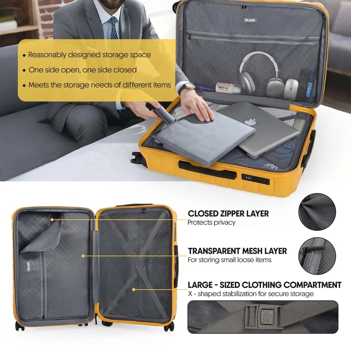 NEW YORK XPRESS LA13601 Hard Shell Expandable Luggage, Spinner Wheels & TSA Lock, Lightweight