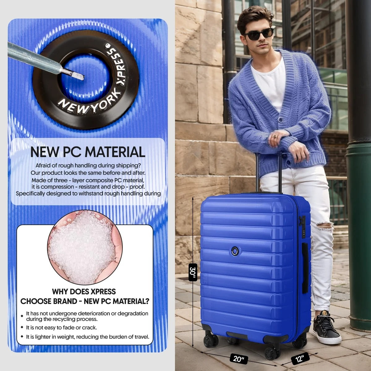 NEW YORK XPRESS LA13601 Hard Shell Expandable Luggage, Spinner Wheels & TSA Lock, Lightweight