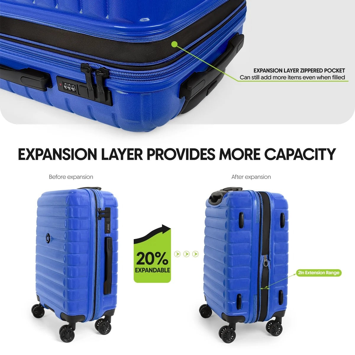 NEW YORK XPRESS LA13601 Hard Shell Expandable Luggage, Spinner Wheels & TSA Lock, Lightweight