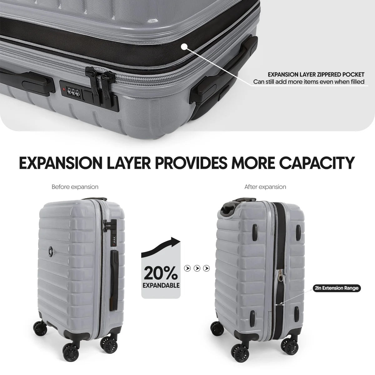 NEW YORK XPRESS LA13601 Hard Shell Expandable Luggage, Spinner Wheels & TSA Lock, Lightweight
