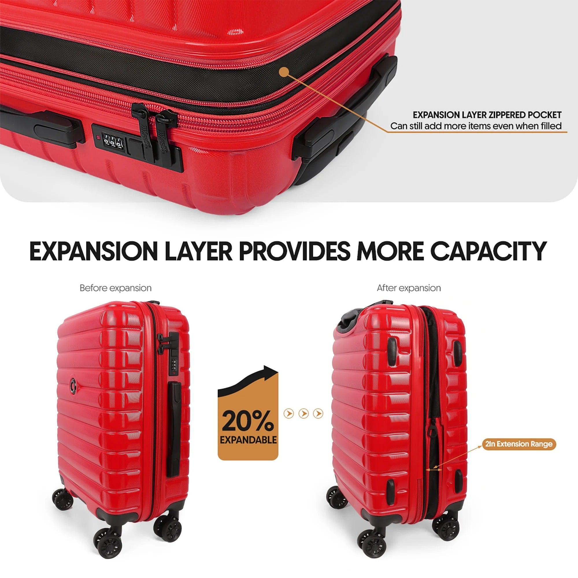 NEW YORK XPRESS LA13601 Hard Shell Expandable Luggage, Spinner Wheels & TSA Lock, Lightweight