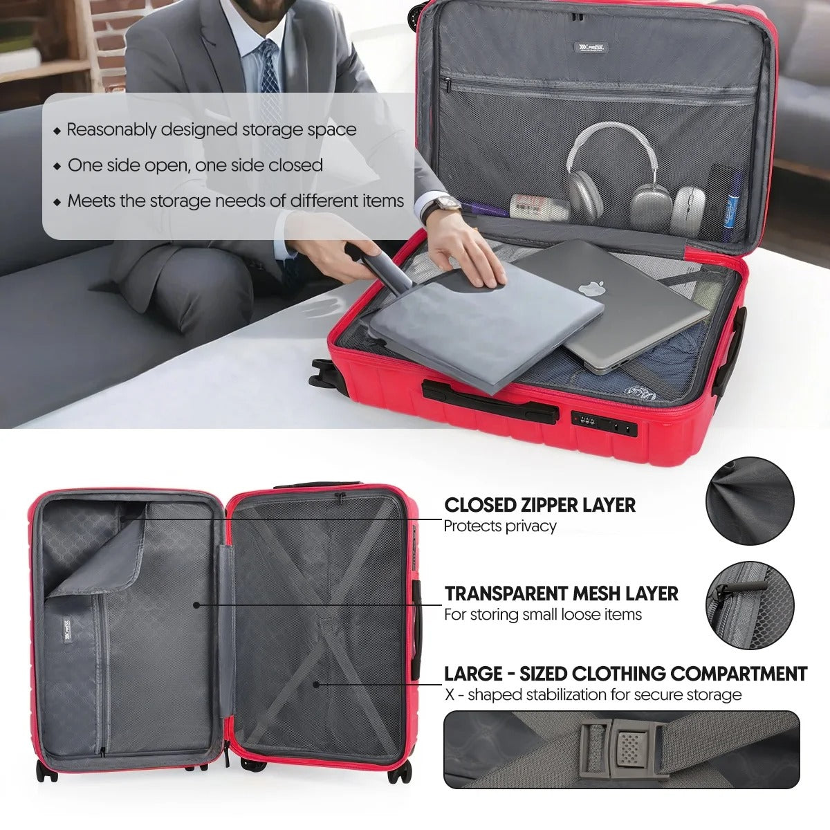 NEW YORK XPRESS LA13601 Hard Shell Expandable Luggage, Spinner Wheels & TSA Lock, Lightweight