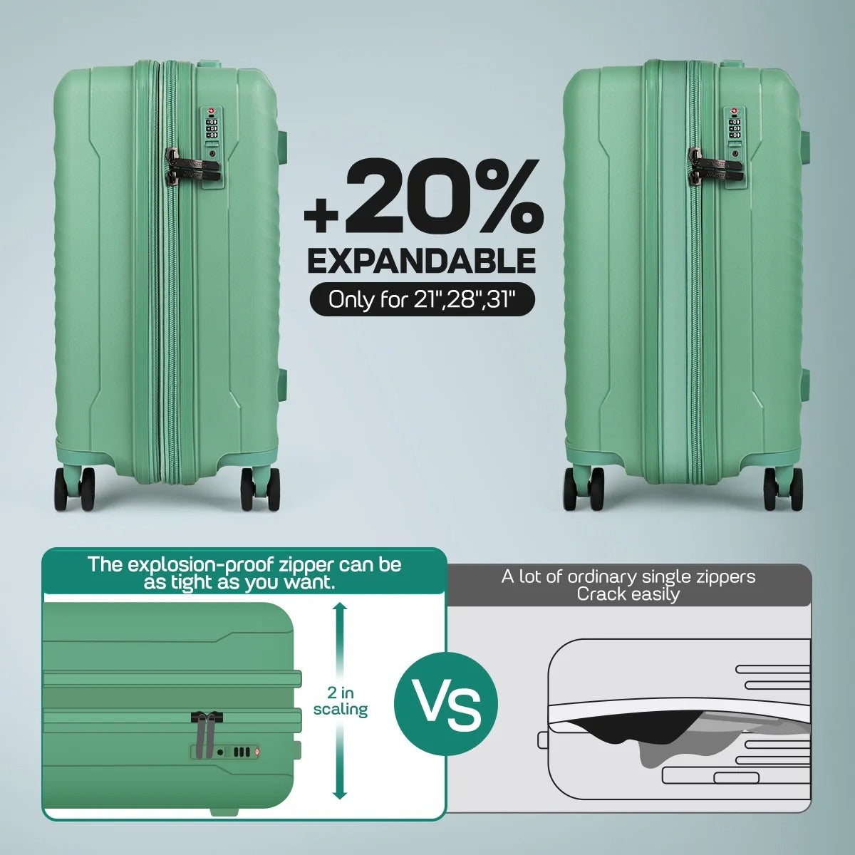 New York Xpress DQ-135 Luggage with Spinner Wheels, Hardshell Expandable with TSA Lock