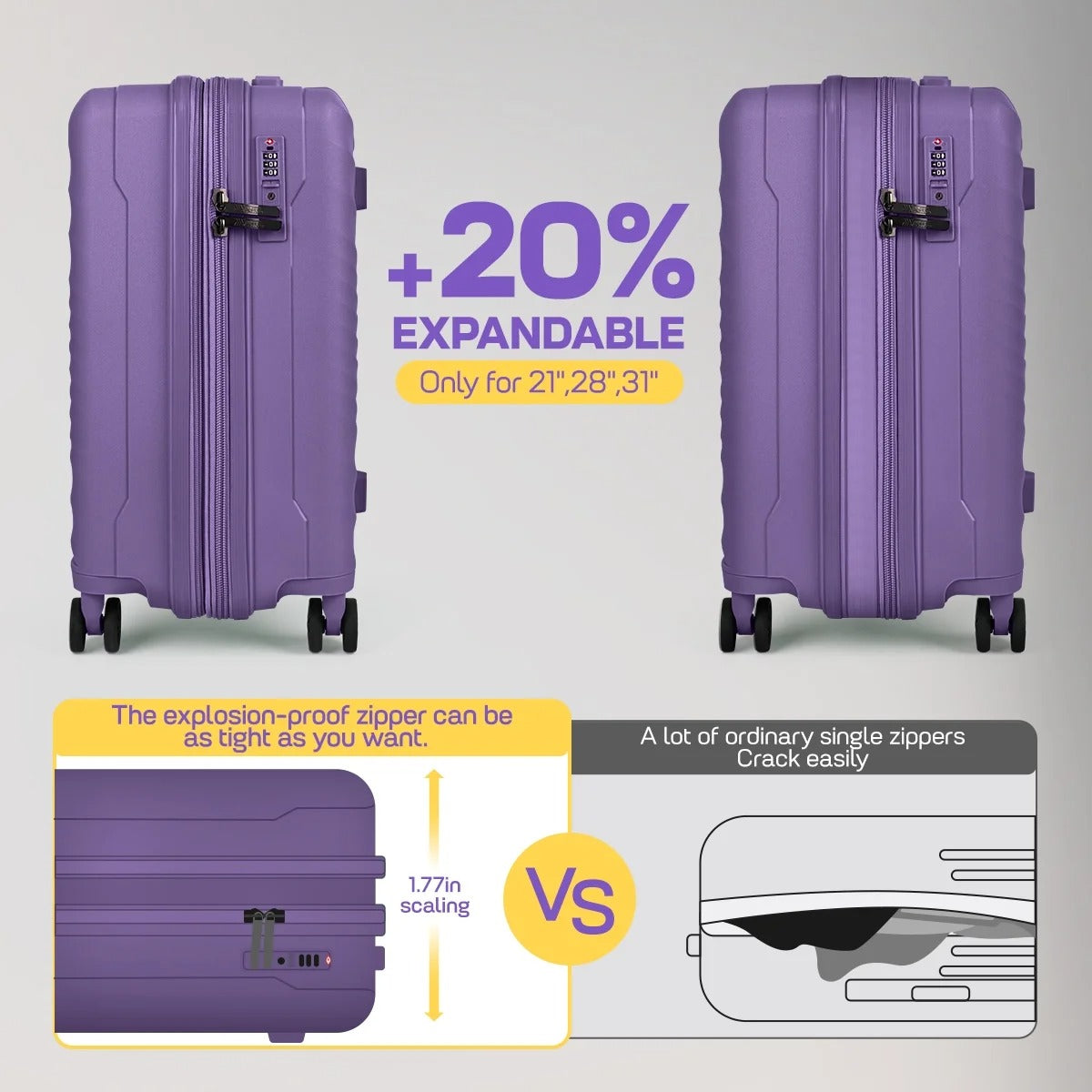 New York Xpress DQ-135 Luggage with Spinner Wheels, Hardshell Expandable with TSA Lock