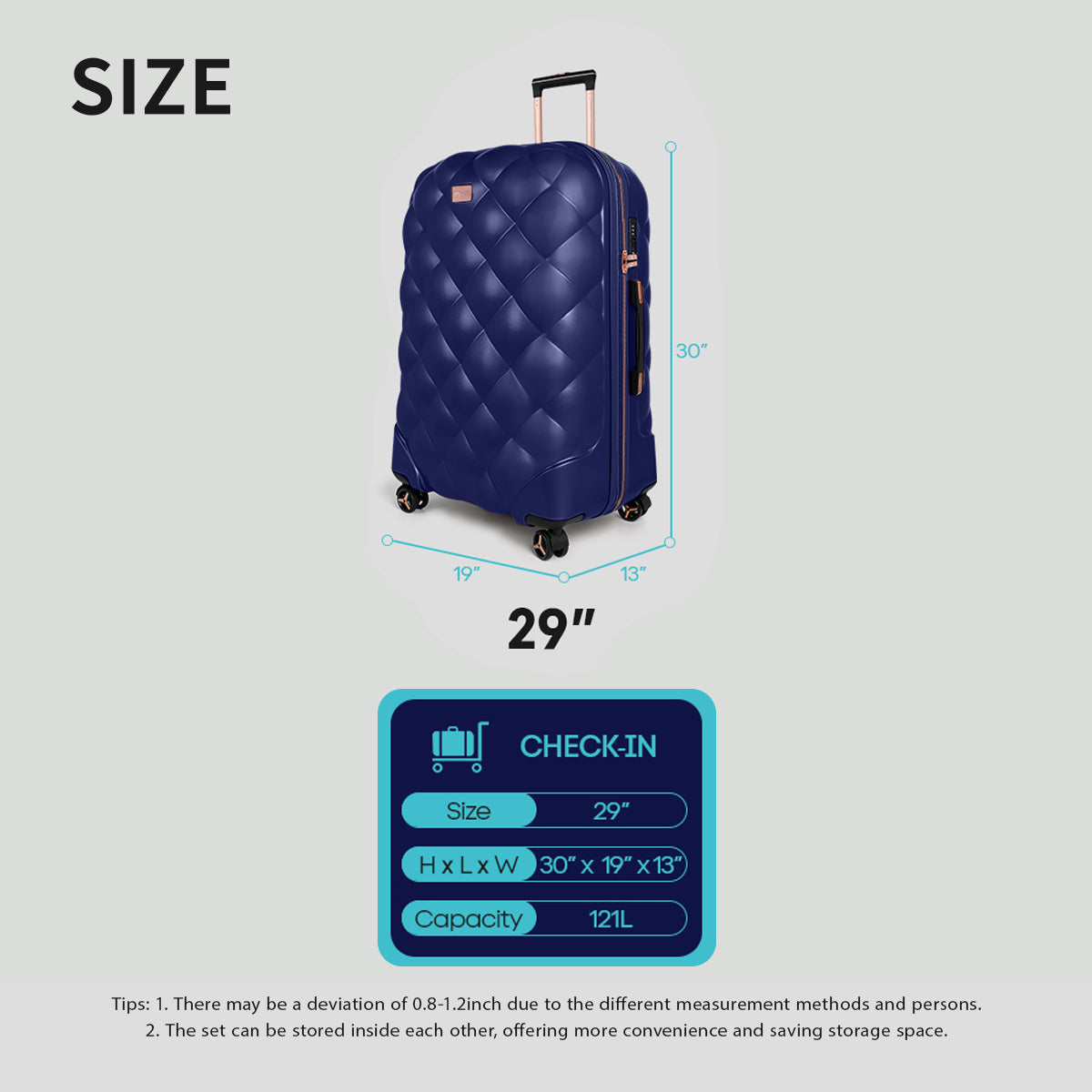 New York XPress 20''+14''Carry On Luggage, 25in/29in,Hardshell Expandable Suitcase w/Spinner Wheels and TSA LOCK