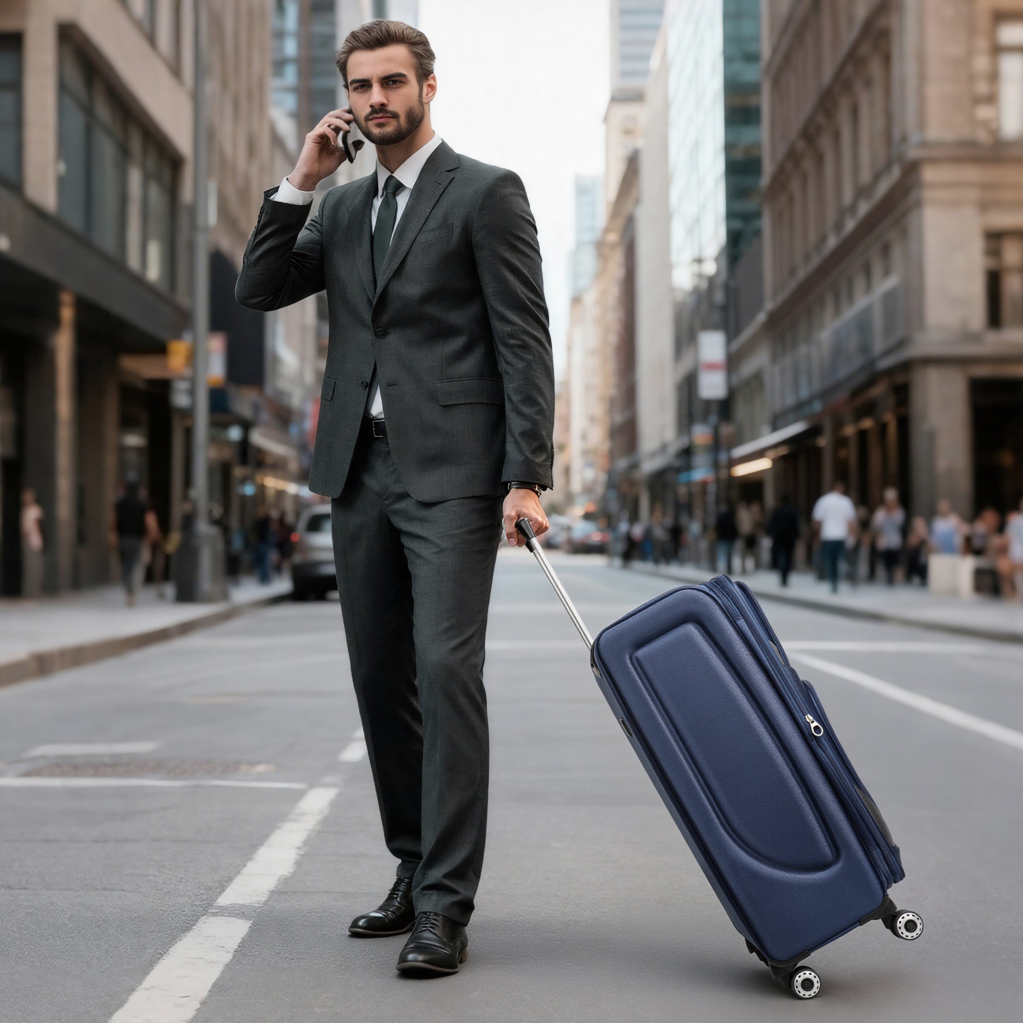 NEW YORK XPRESS Luggage WD-8815,Softside 20in/24in/28in/32in Suitcase,Expandable Luggage,w/Spinner Wheels w/LOCK