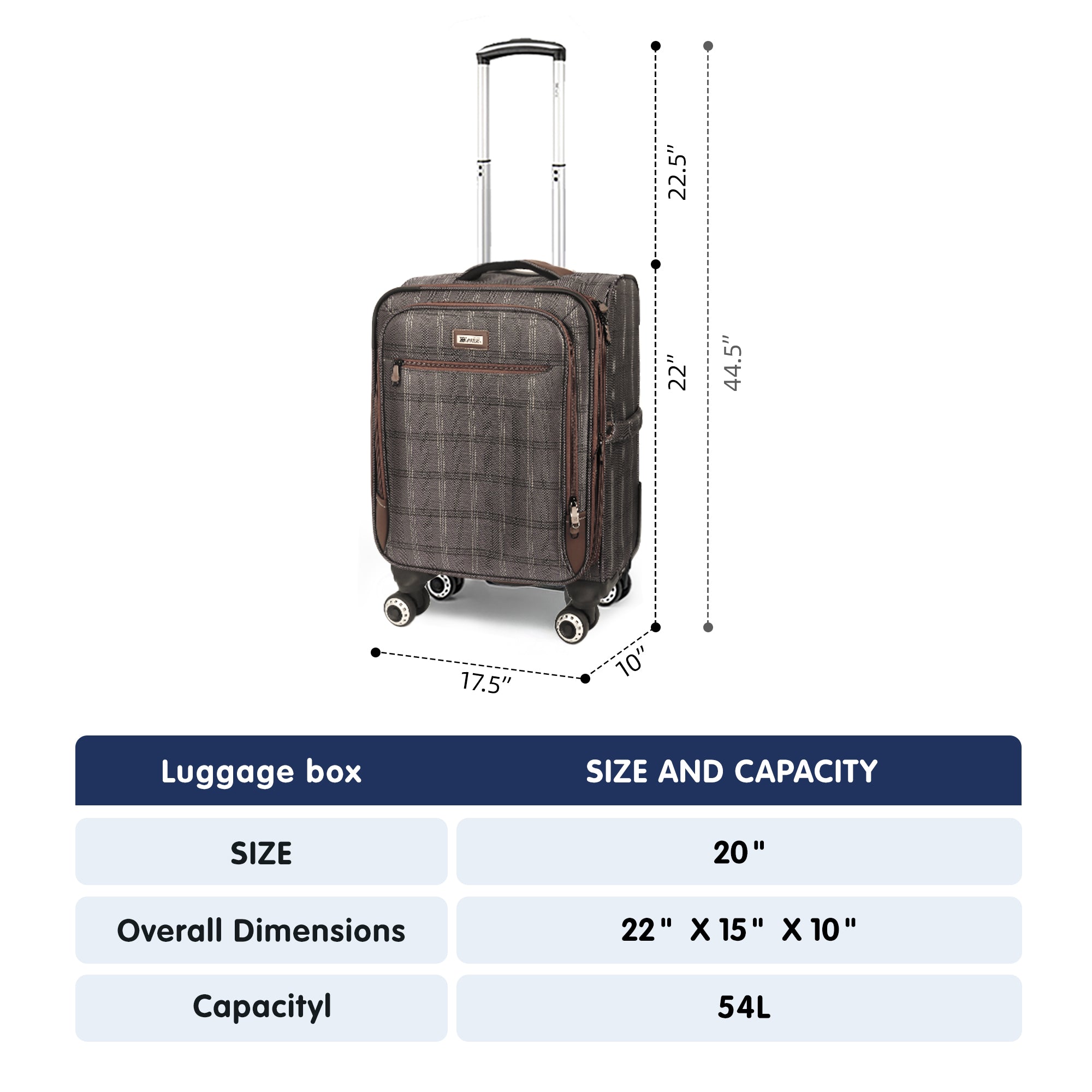 New York XPress XJ-2511-20'' Carry on Suitcase,26in/30in Softside Luggage w/TSA LOCK-Travel Luggage for Men Women