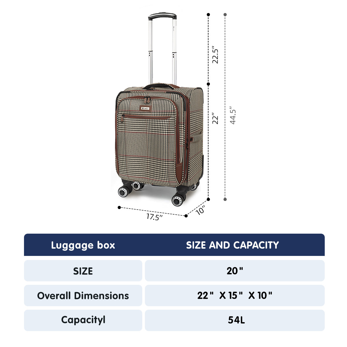 New York XPress XJ-2511-20'' Carry on Suitcase,26in/30in Softside Luggage w/TSA LOCK-Travel Luggage for Men Women