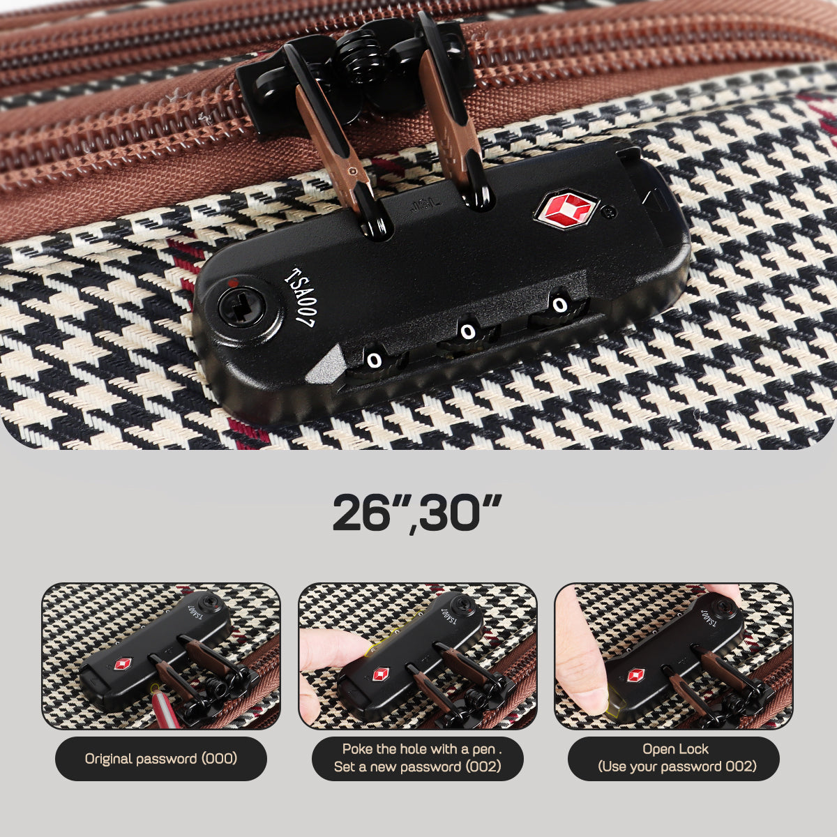 New York XPress XJ-2511-20'' Carry on Suitcase,26in/30in Softside Luggage w/TSA LOCK-Travel Luggage for Men Women
