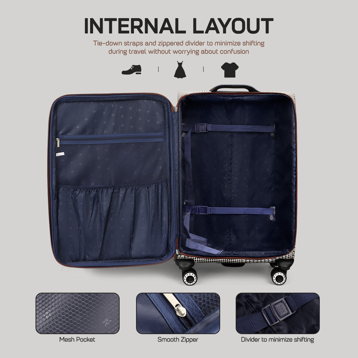 New York XPress XJ-2511-20'' Carry on Suitcase,26in/30in Softside Luggage w/TSA LOCK-Travel Luggage for Men Women